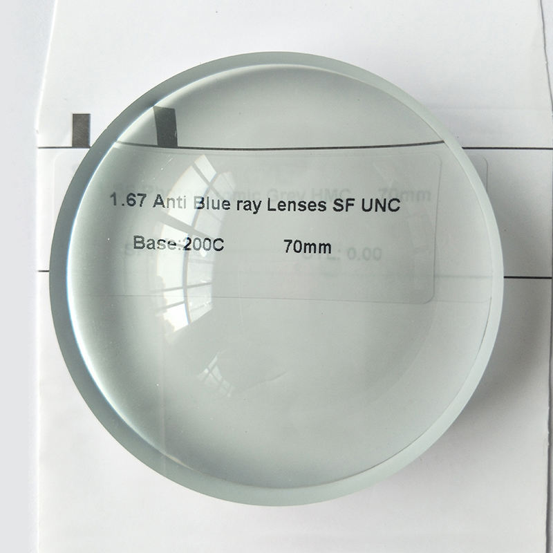 Lentille unifocale semi-finie à bloc bleu 1,67